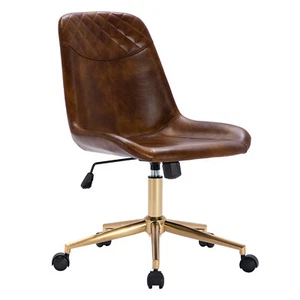 Duhome Adjustable PU Leather Swivel Office Chair with Gold Base - Picture 1 of 21