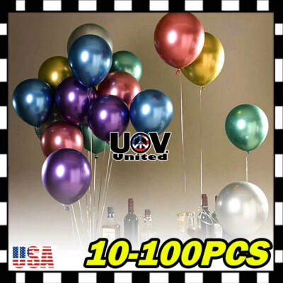 Globos Metálicos Metal Cromo Látex Brillante Feliz Cumpleaños Boda Fiesta Juegos Foto 1 de 4