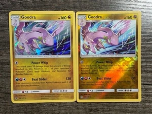 POKEMON X2 GOODRA 96/145 HOLO NM + GOODRA 96/145 REV.HOLO LP TEAM UPSUN & MOON - Picture 1 of 5