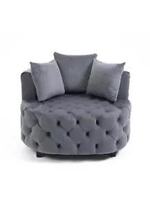 Modern Velvet Accent Barrel Chair Upholstered Armchair Leisure Lounge Sofa - Picture 1 of 8