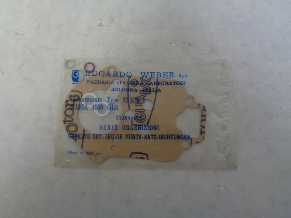 JUEGO DE JUNTAS DE CARBURADOR WEBER 32 ICR ORIGINALES SIMCA 1000 GLS NOS WEBER Foto 1 de 1