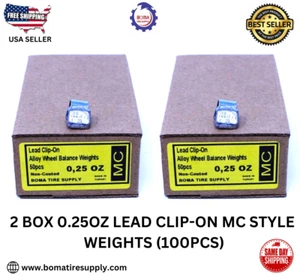 100PCS LEAD CLIP-ON WHEEL BALANCE WEIGHT 0.25OZ MC STYLE (ALUMINUM WHEEL) - Picture 1 of 3