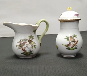 Herand Rothschild Bird and Butterfly Pattern Creamer and Sugar Shaker - Picture 1 of 10