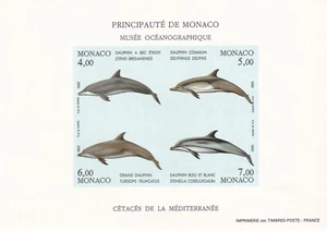 Monaco 1992 Yvert S/S #56a imperforate Mediterranean Cetaceans Dolphins MNH-VF - Picture 1 of 1