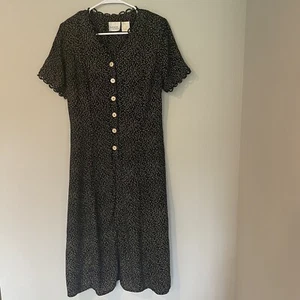 Vtg Halmode Petites Midi Dress Sz M? Ditsy Floral Button Front Cottagecore READ - Picture 1 of 13