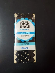 VINTAGE J&P COATS BLACK RICK RACK TRIM 2.5YDS FREE SHIPPING - Picture 1 of 2