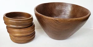 Aristacraft Teak Wood Salad Bowls Includes Large Salad Serving Bowl Vintage MCM - Picture 1 of 9