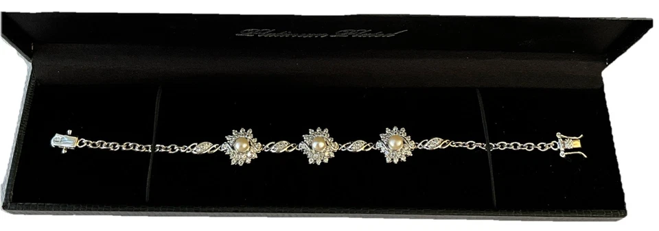 Brazalete Gold Coast Platino Imitación Perla Estrás Foto 1 de 4