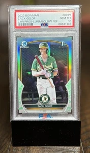 Zack Gelof 2023 Bowman Chrome Prospects Lunar Glow Refractor PSA 10 Athletics - Imagen 1 de 2