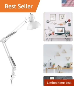 Electric White Desk Lamp, Adjustable Arm, Rotary Switch - Picture 1 of 12