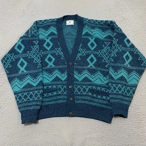 Suéter De Colección Robert Bruce Para Hombres L Colorido Cárdigan Geométrico Hecho en Unión Lana EE. UU. - Imagen 1 de 18