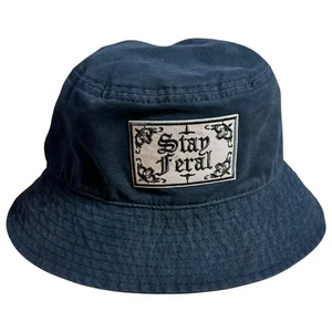 Otto Bucket Hat Faded Black Stay Feral Patch Size L 16-1331 Myanmar Cotton - Picture 1 of 8