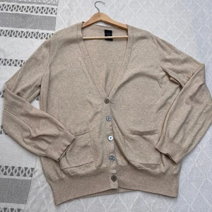 Faded Glory Beige Cotton Knit Cardigan Sweater V-Neck Button Front Pockets  - Picture 1 of 8