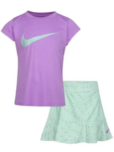Size 3t Toddler Girls Nike Essentials Tee & Skort Set purple/mint green - Picture 1 of 3