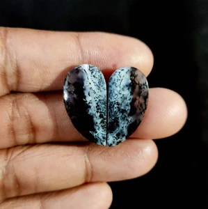 2 Pcs 22.50 Cts Natural Dendritic Opal Cabochon Bracelet Supply 25x12.6x3.7 MM - Picture 1 of 7