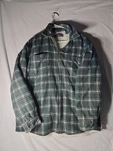 Vintage American Culture Mens Fleece Lined Full Zip Flannel Jacket Green... - Picture 1 of 8