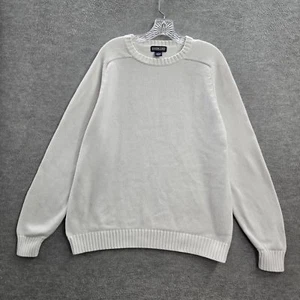 Lands' End Men Sweater L White Long Sleeve Made In Japan Ribbed Hem READ - Picture 1 of 13