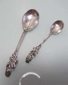 Sahnelöffel + Zuckerlöffel geschlossene Rose 800 Silber Widmann (A108) - Bild 1 von 4