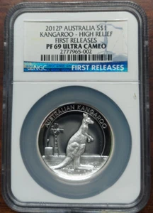 2012 P Australia Silver High Relief Kangaroo NGC PF69 UC First Release - Picture 1 of 1