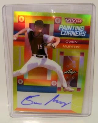 OWEN MURPHY PAINTING CORNERS #39 /50 AUTO BASEBALL LEAF VIVID 2022 - Image 1 of 2