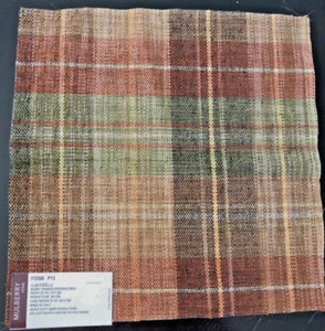 MULBERRY Clan Chenille in Burnt Orange, Green, Nutmeg 12 1/2" Fabric Sample - Picture 1 of 3