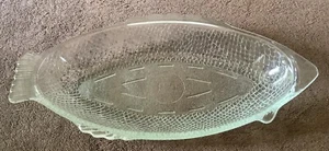Glasbake J-141 Clear Glass Fish Shaped Serving Platter, U.S.A. 18”x8”x2” Vintage - Picture 1 of 5