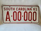 Vintage 1961 South Carolina Sample License Plate 1021