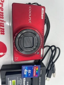 Nikon COOLPIX S6000 Red 14.2MP Compact Digital Camera 7x Zoom From Japan Used - Picture 1 of 11