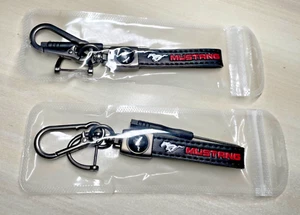 Genuine Leather Car Keychain Set for FORD MUSTANG Key Ring Lanyards - LOT OF 2 - Picture 1 of 6