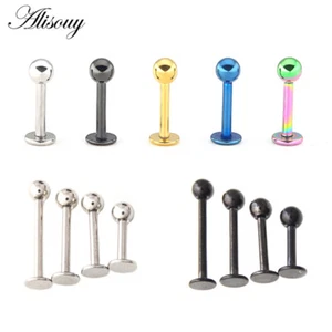 14g 16g Stainless Steel Labret Lip Monroe Cheek Tragus Ring Stud Silver Piercing - Picture 1 of 12