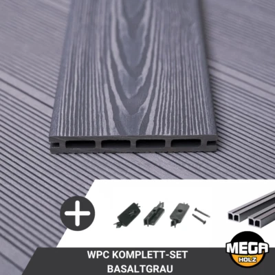 WPC Terrassendielen Hohlkammer Basaltgrau Premium 3D-Holzstruktur 2,2 -22 m²,Set - Bild 1 von 4