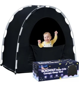 Pack And Play Blackout Baby Crib Canopy Sleep Tent Portable Travel Privacy Pod - Picture 1 of 23