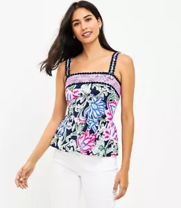 NEW size med Tie Strap Peplum Cami tank shirt top blouse embordered floral cami - Picture 1 of 22