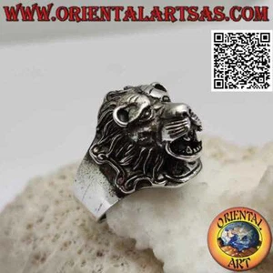Anillo de Plata 925‰ Escudo Con Cabeza De León En Alto Relieve Acabado En Rp - Imagen 1 de 6