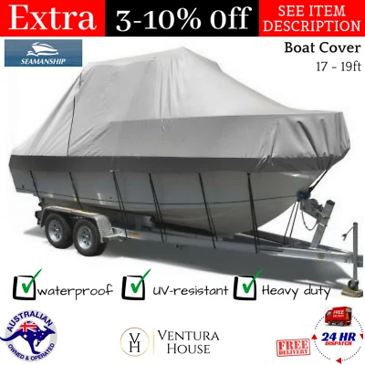 17FT 18FT 19FT BOAT COVER Trailerable Waterproof Heavy Duty Long Wide Polyester  - image 1 of 4