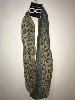 Mujer Figura 8 Infinity Bufanda Marrón Azul Estampado Animal D&Y Totalmente NUEVO Foto 1 de 4