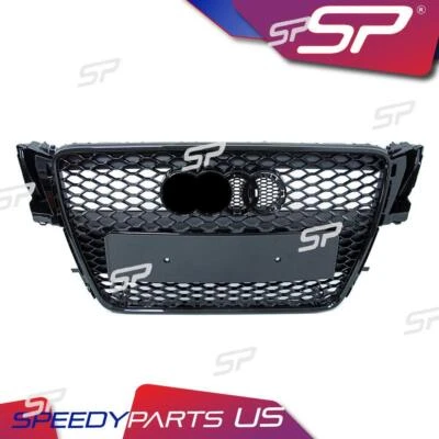 For 2008 2009-2012 Audi A5 S5 B8 8T Honeycomb Front Grill Gloss Black Foto 1 de 4