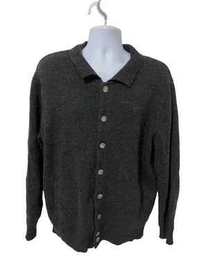 Pendleton Gray Lambs Wool Spread Collar Grandpa Cardigan Pockets Size Large - Image 1 of 4