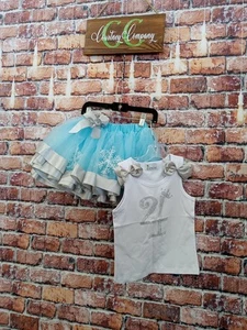 Girls Blue & SILVER 4TH BIRTHDAY OUTFIT SIZE 5=6 YEARS - Picture 1 of 17
