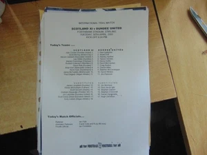 Hoja de equipo Escocia XI v Dundee United 2001/2 @ Stirling Albion - Imagen 1 de 1