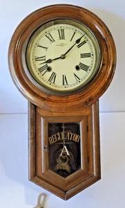 Vtg Regulator A Wall Clock JAPAN "S" Trademark w/Key READ Overwound Seikosha - Picture 1 of 19