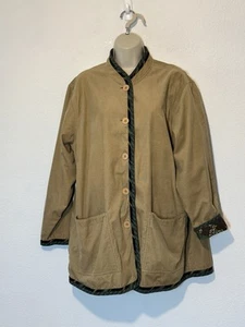 Koos Of Course! Womens 1x Reversible Jacket Corduroy Pockets Tan Aqua - Picture 1 of 9