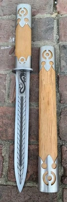 New 18" Japanese Tanto Fixed Blade Knife, 10" Fantasy Blade Steel Wood Handle - Image 1 of 4