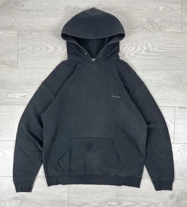 Fruit Of The Loom Vintage Faded Black Blank Boxy Hoodie Mens L Size - Picture 1 of 9