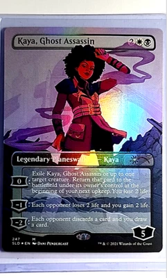 MTG Magic The Gathering SLD Secret Lair Borderless Foil #247 Kaya Ghost Assassin - Image 1 of 2