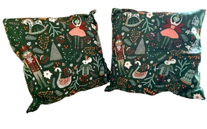 2 Christmas Pillow Covers 18 x18, Nutcracker Theme Christmas NWOT - Picture 1 of 2