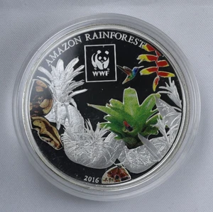 TANZANIA 100 Shillings 2016 Silver Plated Proof 'Amazon Rainforest' WWF - Picture 1 of 2