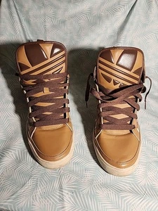 RARE ADIDAS G66211 Hi Top MEN'S Brown Camo Athletic Sneakers Size 9-1/2 - Picture 1 of 7