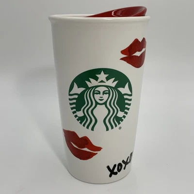 Taza vaso de viaje Starbucks 2015 XOXO Kisses Lips 12 oz tapa sirena logotipo envío gratuito Foto 1 de 4