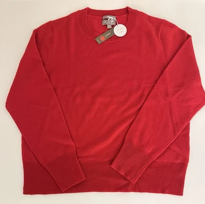 Suéter J Crew Cashmere Calce Clásico Cuello Redondo Talla XL Rojo Amapola Brillante Nuevo con Etiquetas NUEVO Foto 1 de 4